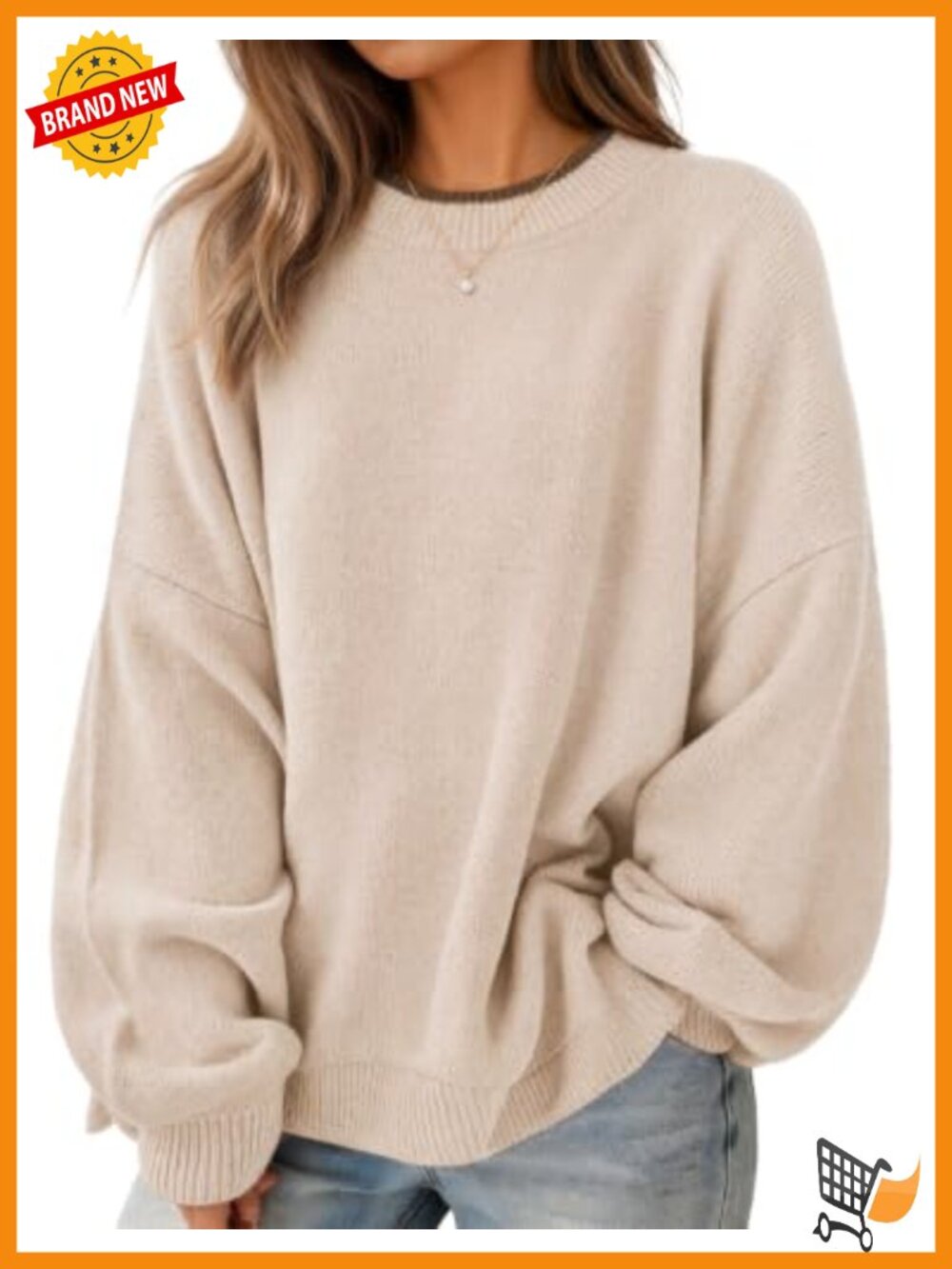 Oversized Batwing Sleeve Sweater Pullover Crew Neck
